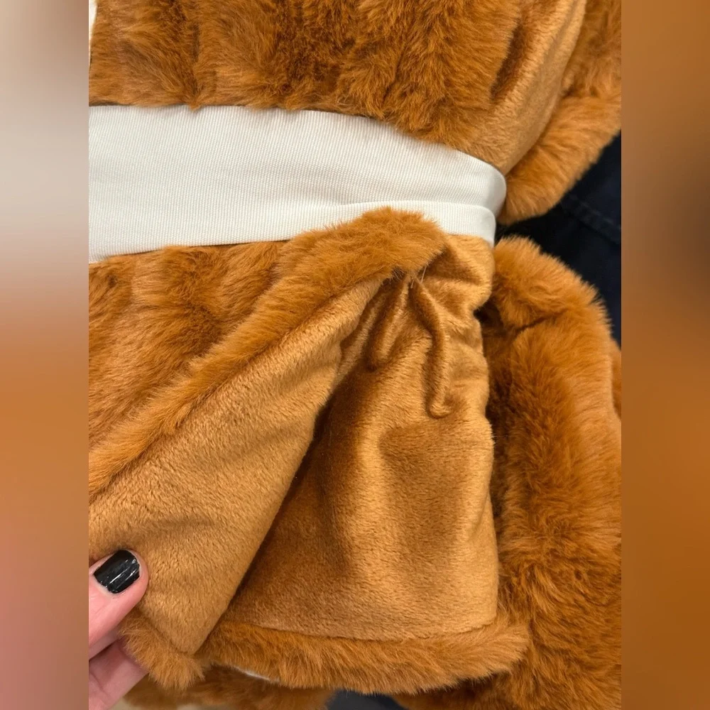 Threshold Faux Rabbit Fur Reversible 50x60" Throw Blanket Light Brown* - Picture 3 of 3